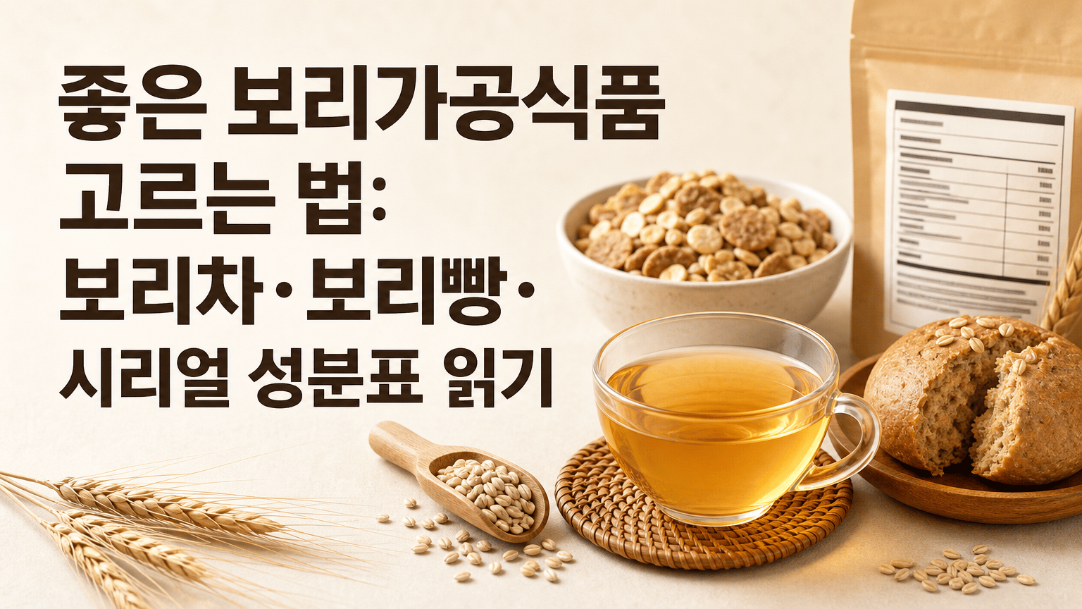 좋은 보리가공식품 고르는 법: 보리차·보리빵·시리얼 성분표 읽기